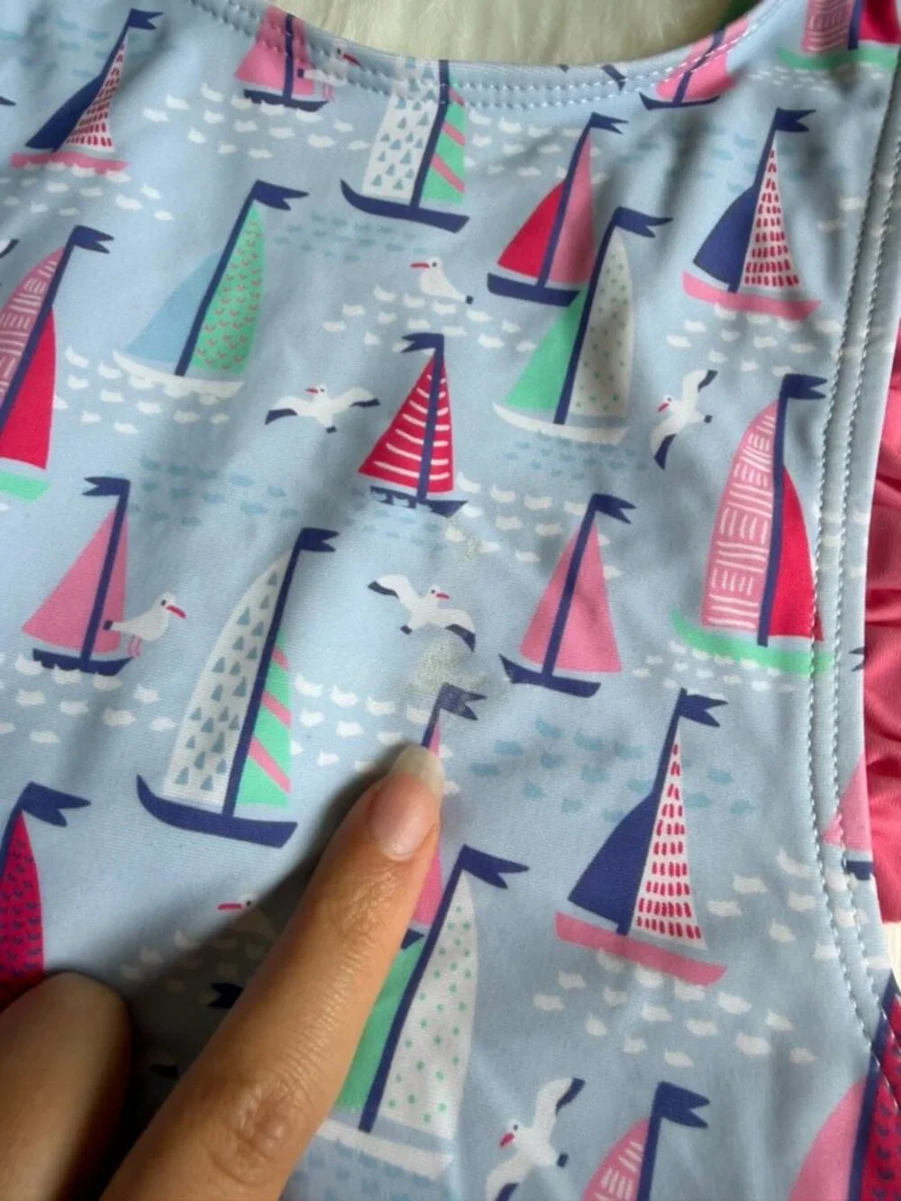 Stitchy Fish Sea Breeze and Sails One Piece Pink Girls 5
